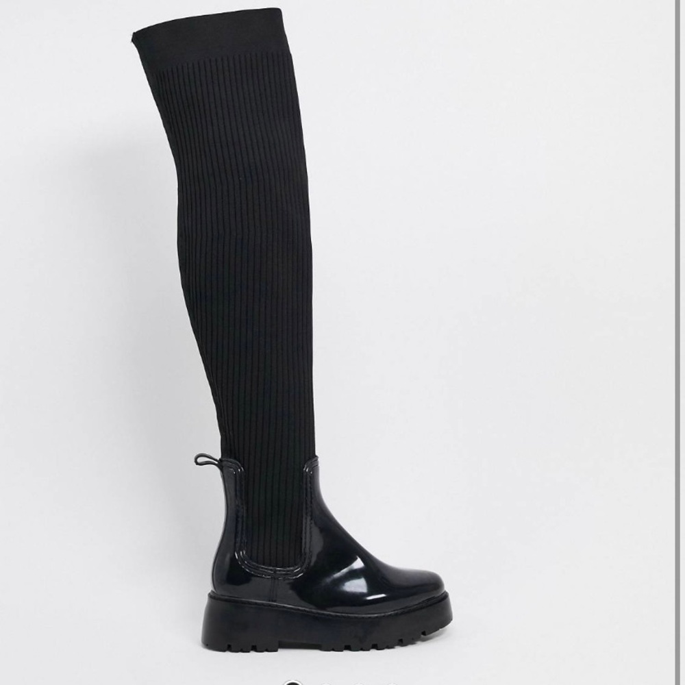 ASOS Black sock over the knee boots